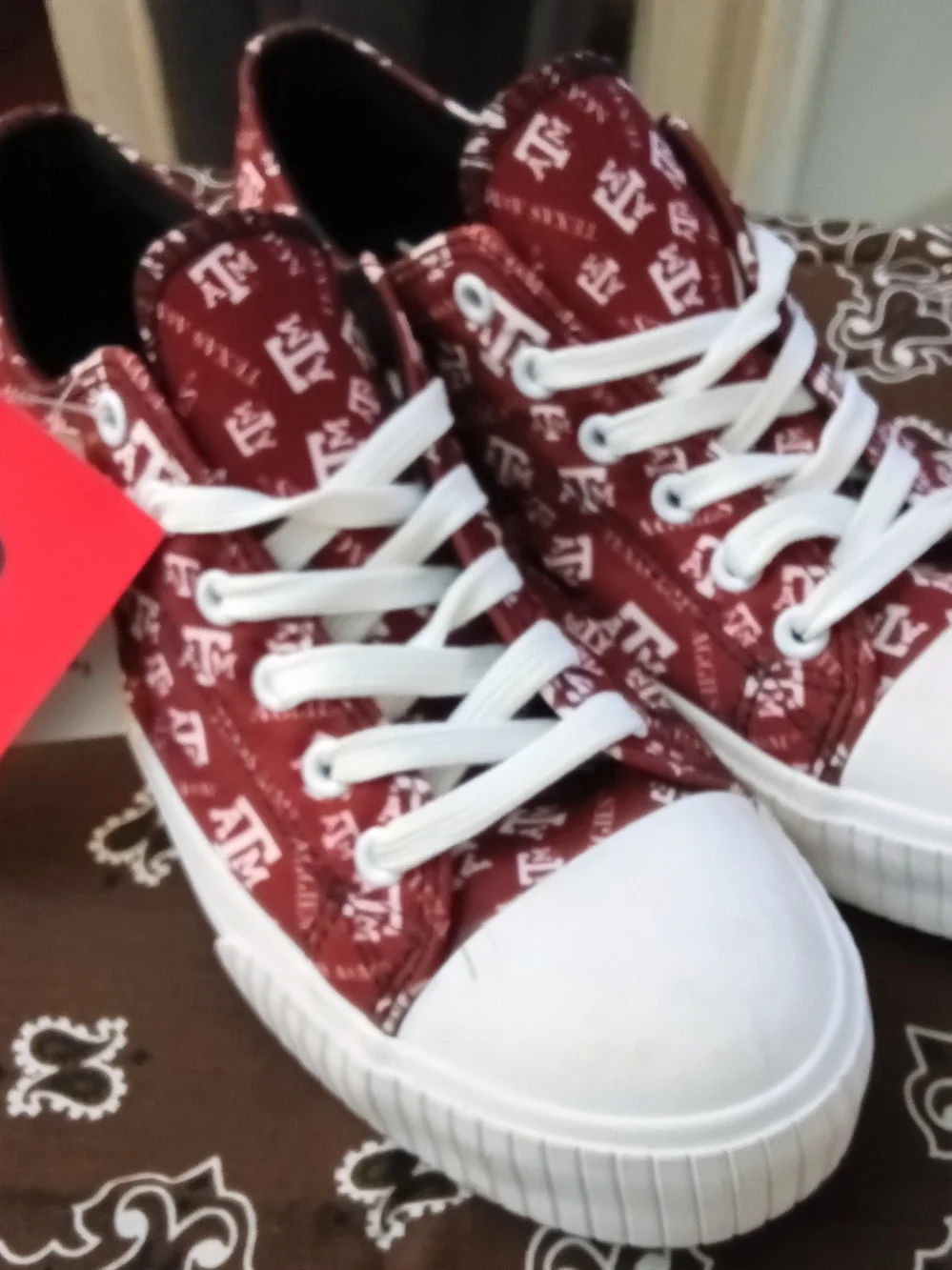 Texas A&M Maroon Logo-Print Low-Top Sneakers for Men (Unisex)